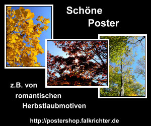 Mein Postershop. Z.B. mit Fotos von romantischen Herbstlaubmotiven.
